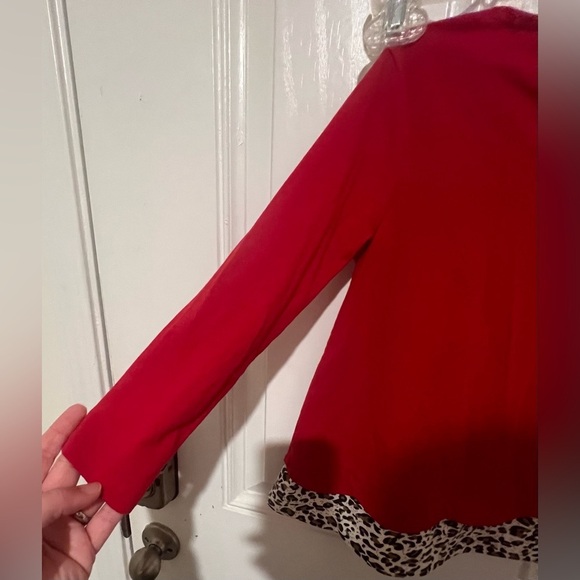 Rare Editions Girls Red Leopard & Lace Bow Design Flare Top in Size 5 - Picture 11 of 12